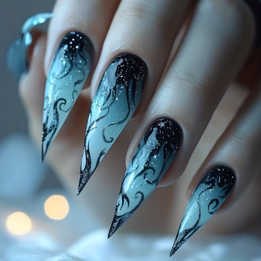 Long Pointed Press On Nails wi - Drip Tip Resin 리뷰 및 가격